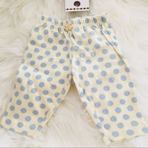 Bubele Baby Unisex Cream Blue polka dot pants NWT